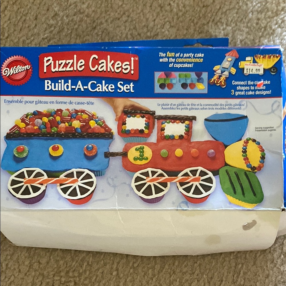 Wilton Blue and Red Puzzle Train, Truck or Rocket Cake Set